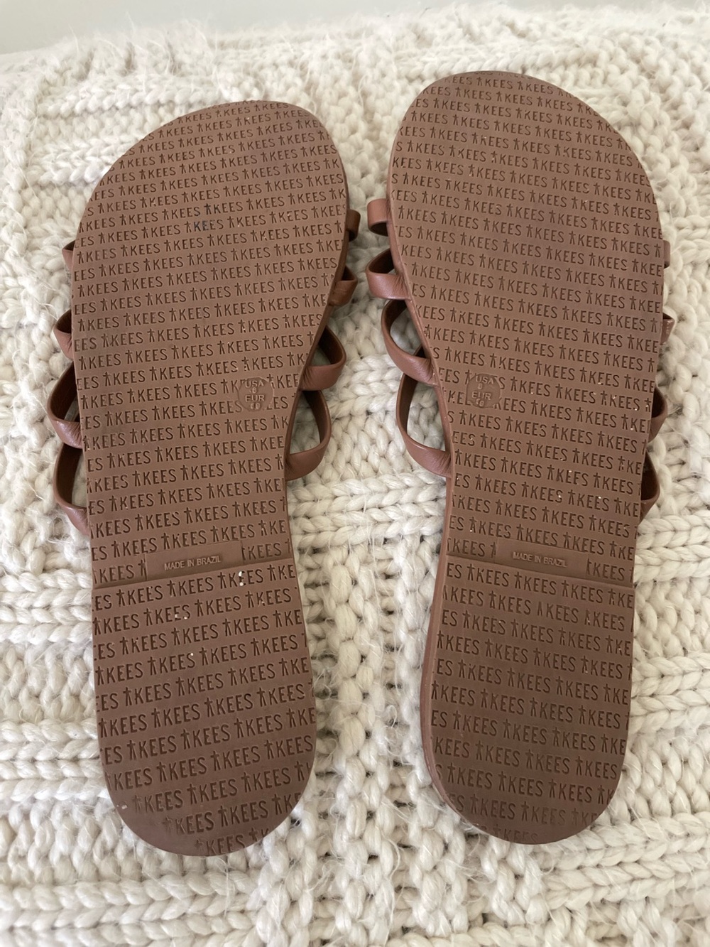TKEES Sienna Strappy Slide Sandals Size 8 Brown Leather - Picture 6 of 6